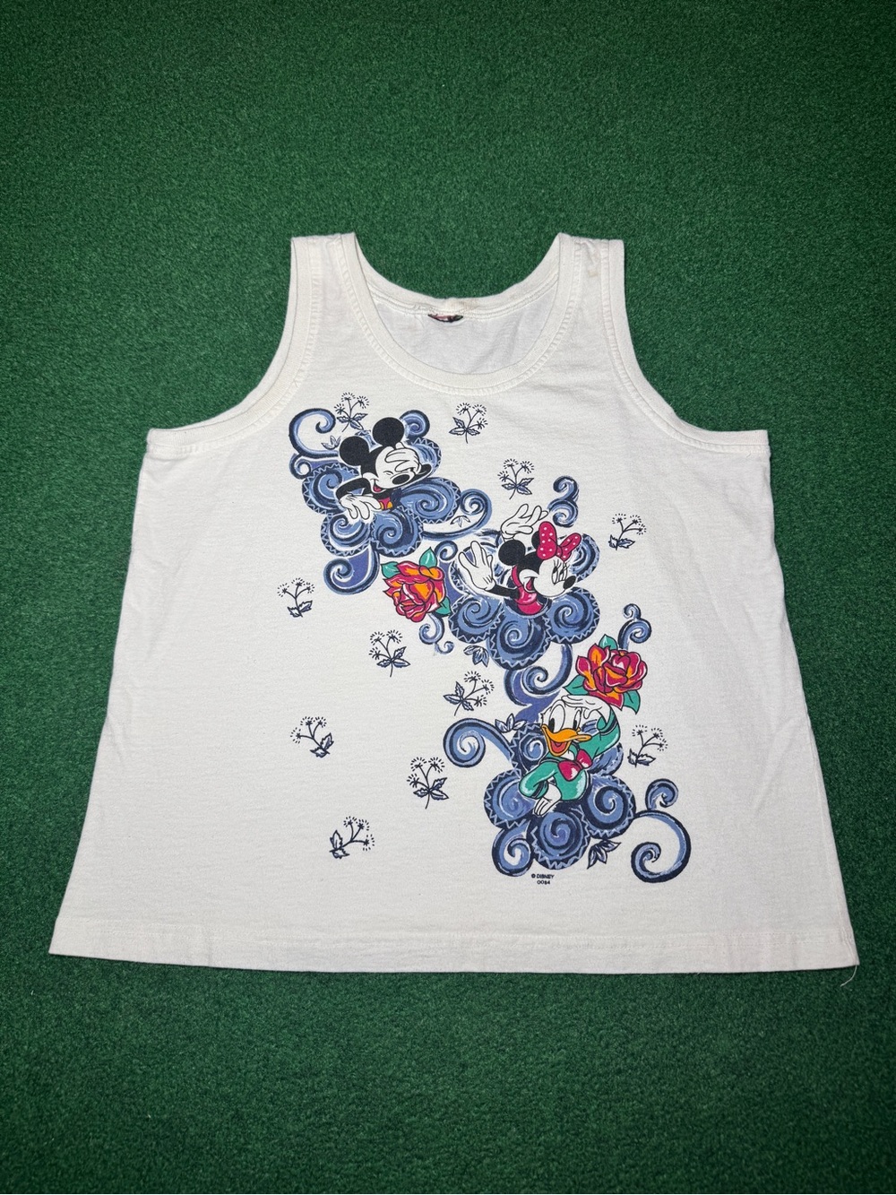 Mickey Unlimited Disney Vintage Floral Flower Graphic Small 20x24 Tank Top